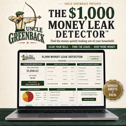 $1,000 Money Leak Detector™ Household Savings tracker
