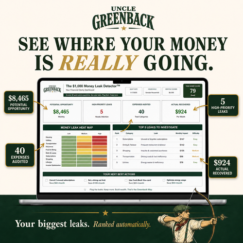 $1,000 Money Leak Detector™ Household Savings tracker