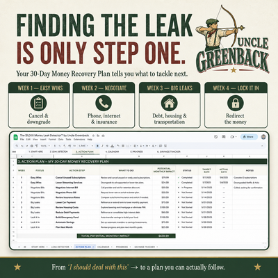 $1,000 Money Leak Detector™ Household Savings tracker