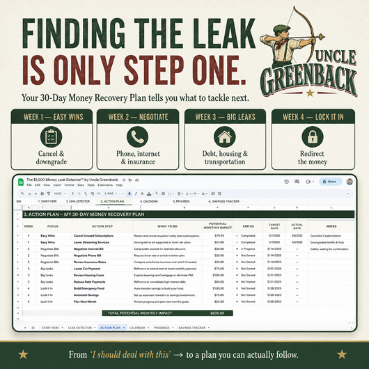 $1,000 Money Leak Detector™ Household Savings tracker