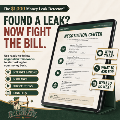 $1,000 Money Leak Detector™ Household Savings tracker