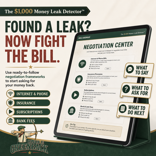 $1,000 Money Leak Detector™ Household Savings tracker