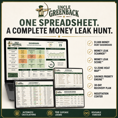 $1,000 Money Leak Detector™ Household Savings tracker