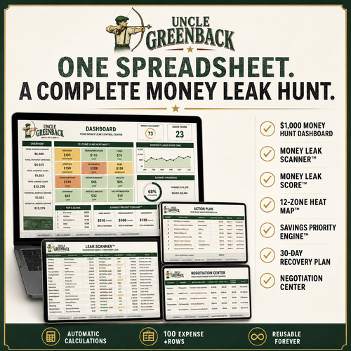 $1,000 Money Leak Detector™ Household Savings tracker