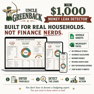 $1,000 Money Leak Detector™ Household Savings tracker